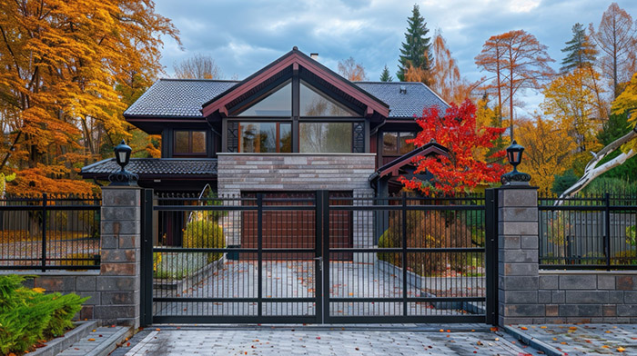 Black metal gate